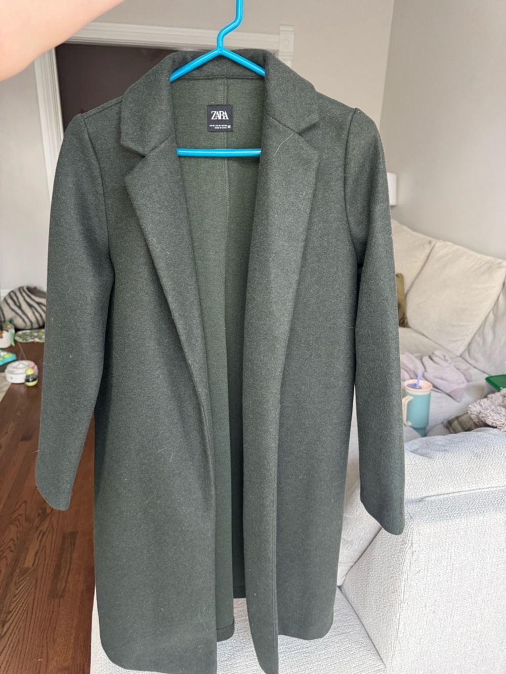 Zara Olive Green Long Trench Coat